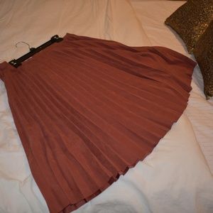 Rust Suede Pleated Skirt